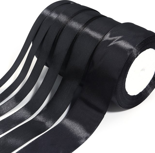 Linsoir Beads Satinband Schwarz, 23 Meter Rolle für Dekorationen, DIY und Geschenke - Bild 1