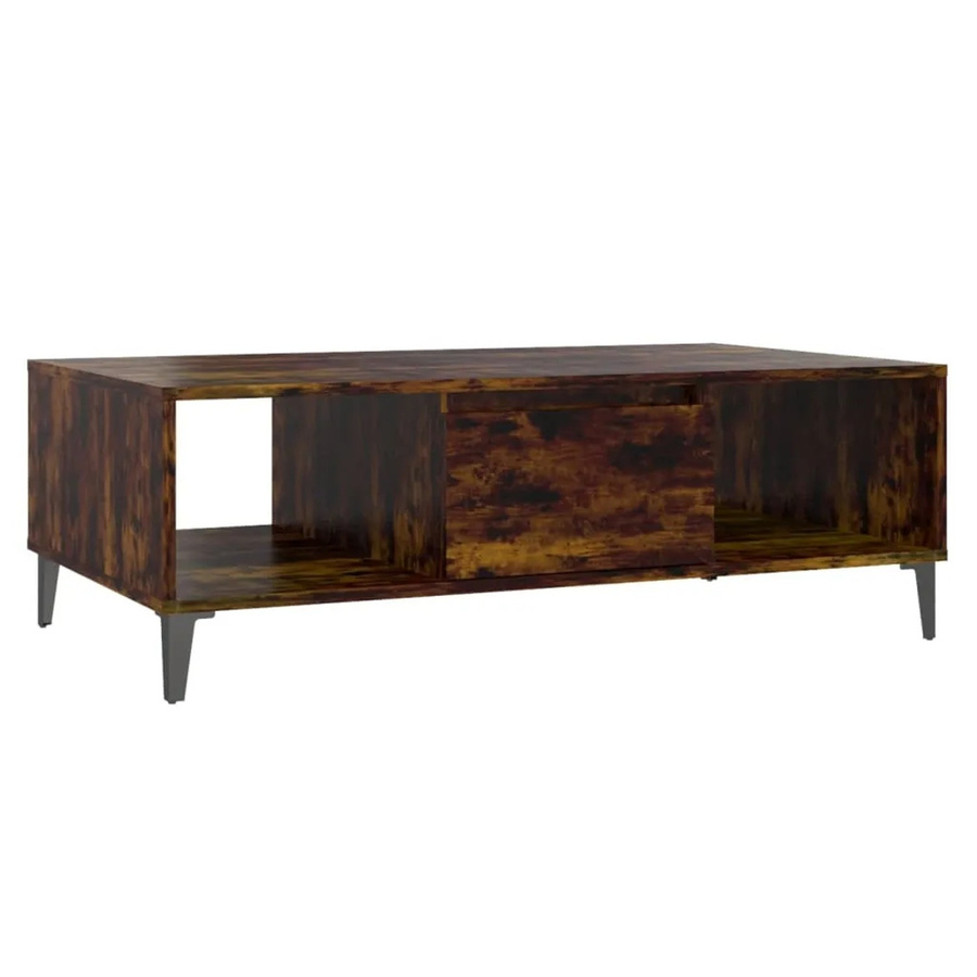 vidaXL Couchtisch in Räuchereiche, moderner Couchtisch aus Holzwerkstoff und Metall, B/T/H: 103,5 x 60 x 35 cm - Bild 2