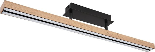 Globo Lighting LED-Deckenleuchte Doro, Schwarz matt und Eichenoptik, B/T/H: 81,5 x 7,5 x 14,0 cm - Bild 1