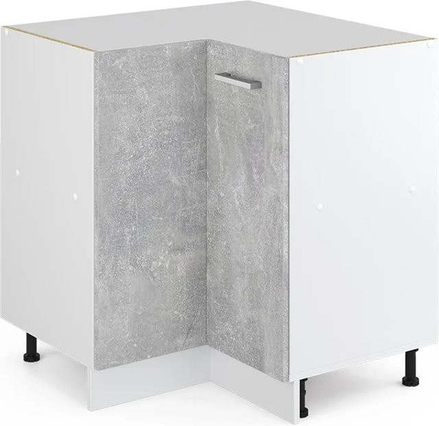 Vicco Eckunterschrank R-Line Küchen Eckschrank Beton Weiß B: 76 cm, H: 81,6 cm, T: 46 cm - Bild 1