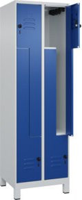 C+P Z-Spind Classic PLUS mit 4 Fächern, Füße, Sicherheits-Drehriegel, Grau/Blau, H x B x T: 195 x 60 x 50 cm - Bild 1