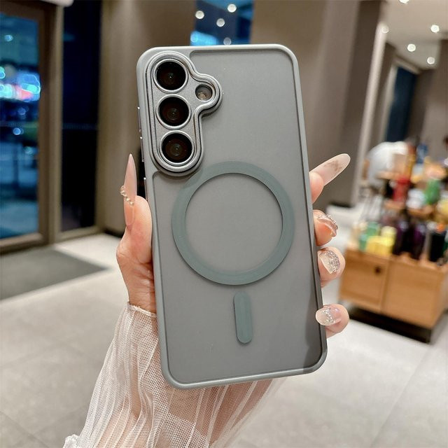 Samsung Galaxy A16 A17 A26 A36 A56 Matte Armor Hartschalenhülle mit MagSafe Wireless Charging und Kameraschutz in Transparent und Grau - Bild 1