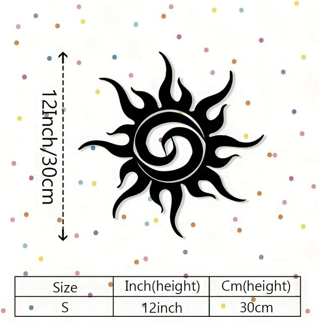 Solstice Wandskulptur aus Metall in Schwarz, abstrakte Boho-Sonnen-Dekoration für Innen und Außen - Bild 1