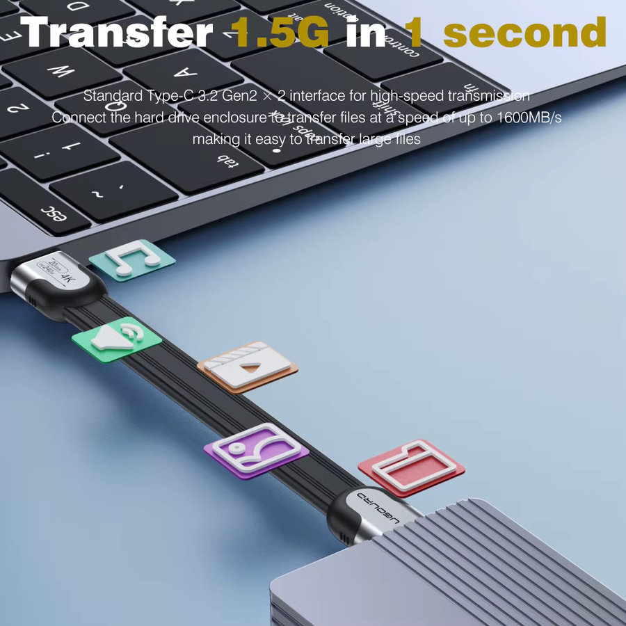 UGOURD USB-C zu USB-C Datenkabel mit 20Gbps Übertragungsrate und 240W Schnellladefunktion, USB 3.2 Gen2 Kabel für SSD und Tablet, Schwarz - Bild 3