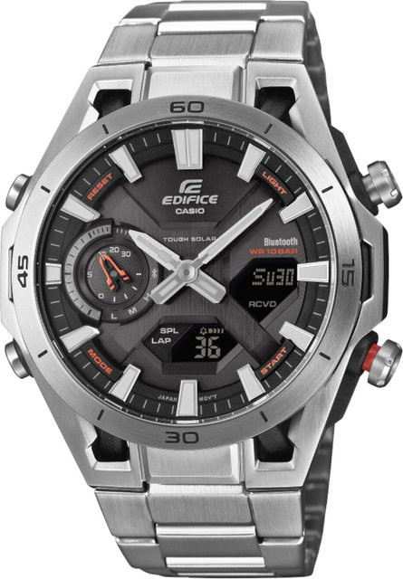 Casio Edifice Armbanduhr, Solar, Edelstahl, Schwarz, 46 mm, Herren - Bild 1