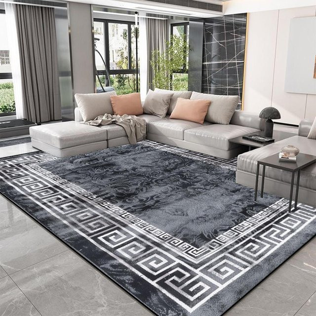 Karpetti Wohnzimmerteppich Modern Geometric in Grau, Waschbar und Rutschfest, B/T: 80 x 160 cm - Bild 1