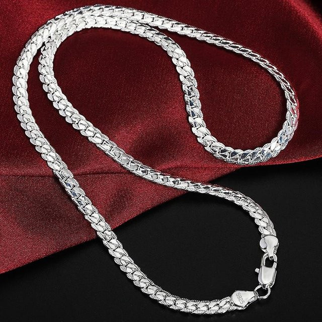 Halskette 925 Sterling Silber, 6mm, brown, Unisex - Bild 1