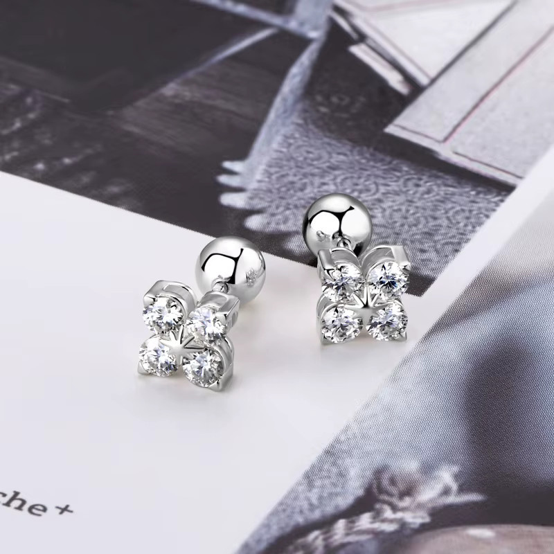 IOGOU Ohrstecker, 18 Karat vergoldet, Silber, Moissanite, Damen - Bild 4