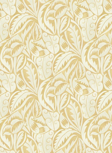 Osborne & Little Tapete Dufy Leaf in Ochre Gelb mit Blättermuster aus Vlies - Bild 1