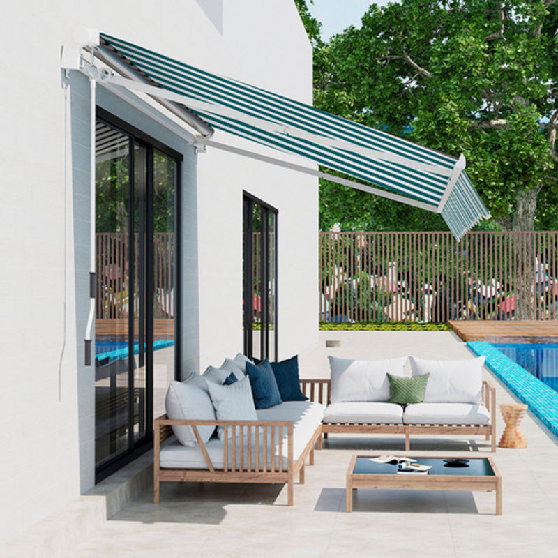 Outsunny Gelenkmarkise mit Handkurbel in Weiß, B/L: 245 x 395 cm - Bild 7