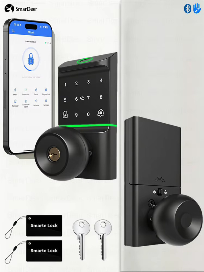 Smardeer Elektronisches Fingerabdruck-Türschloss in Schwarz mit Auto-Verriegelung und Schlüsselloser Sicherheit für dein Zuhause - Bild 7