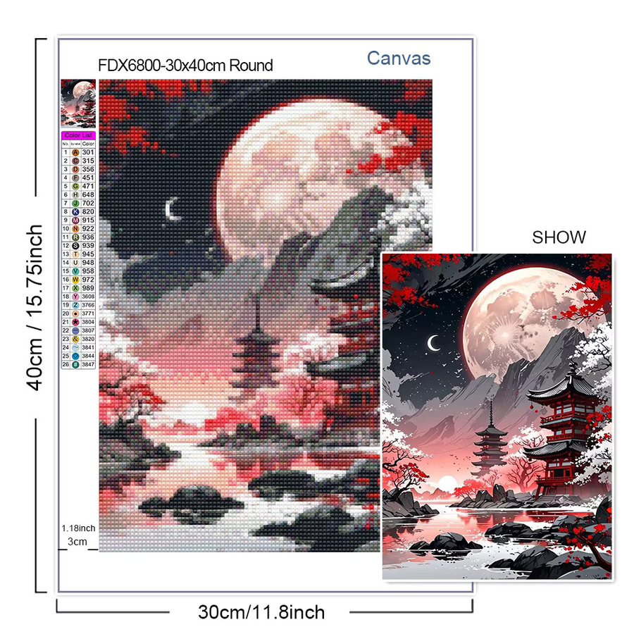 XUEQIXIAOZU DIY Diamantmalerei Set Fantasy Mond Baum Landschaft mit Vollbohrern als Mosaik Stickerei für dein Home Decor - Bild 2