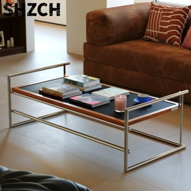 Rio Bauhaus Couchtisch von YTYIN aus Edelstahl in Silber und Weiß, minimalistischer Designer-Teetisch im Retro-Stil für dein Wohnzimmer - Bild 1