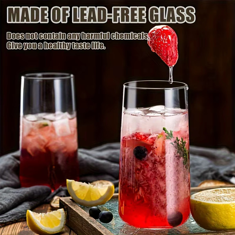 6er Set KEMORELA Highball Gläser aus Glas, transparent, 458,1 ml Trinkgläser inklusive Stroh für Whisky, Saft oder Cocktails - Bild 3