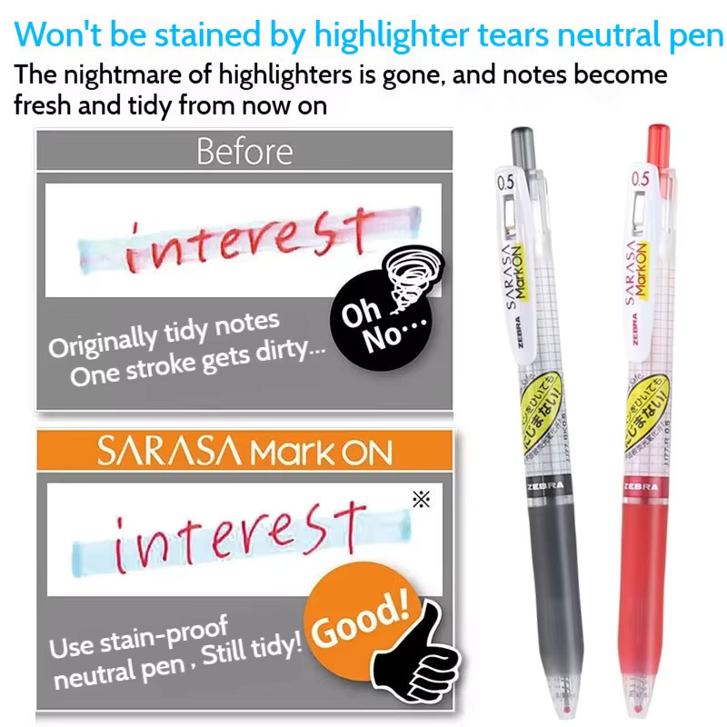ZEBRA SARASA Mark ON Gelstift JJ77 mit schnell trocknender Anti-Bleed Tinte in Schwarz, Rot oder Blau - Bild 2