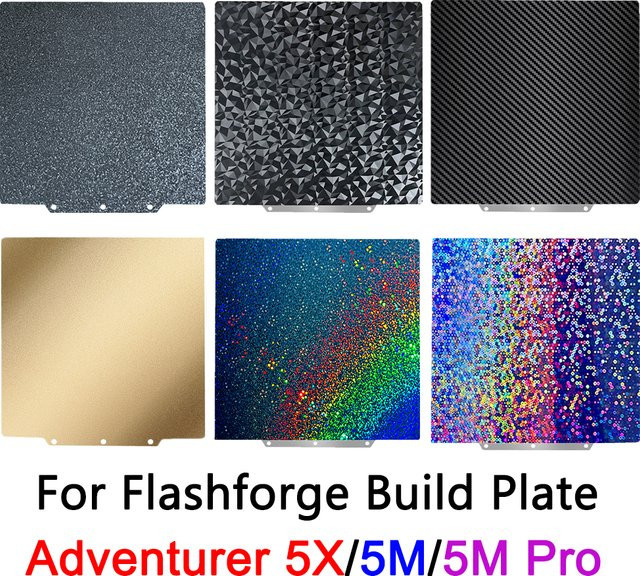 Flashforge PEI Bauplatte für Adventurer 5X, 5M und 5M Pro, doppelseitiges Federstahlblech in Gold, Breite: 23,5 cm, Tiefe: 23,5 cm - Bild 1