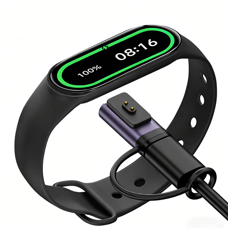 Magnetischer USB-C Ladeadapter für Xiaomi Band 8/9/10 Pro und Redmi Watch 4/5/Band 2/3 in Lila mit Anti-Verlust-Schlaufe - Bild 3