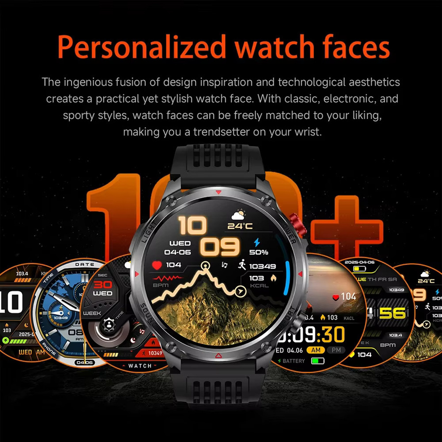 ChiBear T-Rex 3 Ultra Outdoor Sport Smartwatch für Herren in Weiß mit GPS, Bluetooth-Anruf und IP68 Wasserdichtigkeit - Bild 5