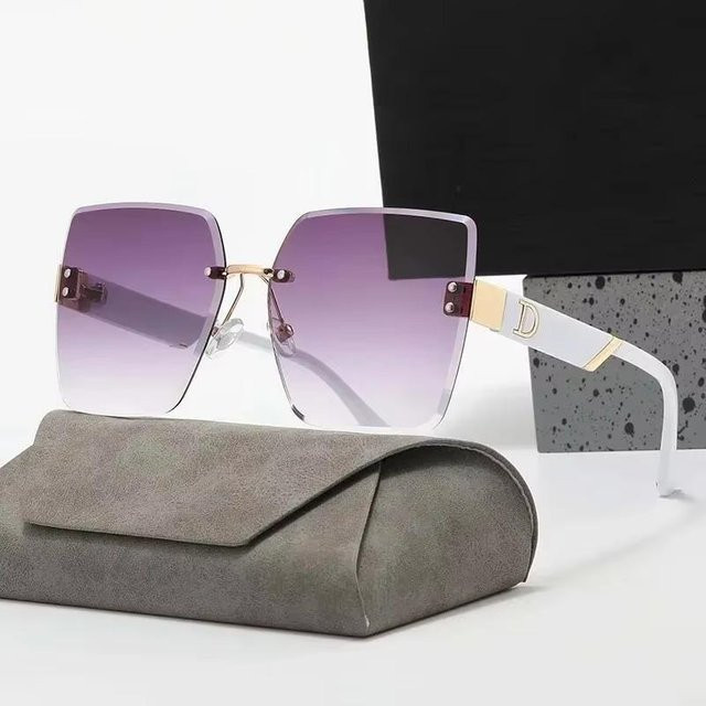 Aoseides Sonnenbrille, randlos, quadratisch, lila, Unisex - Bild 1