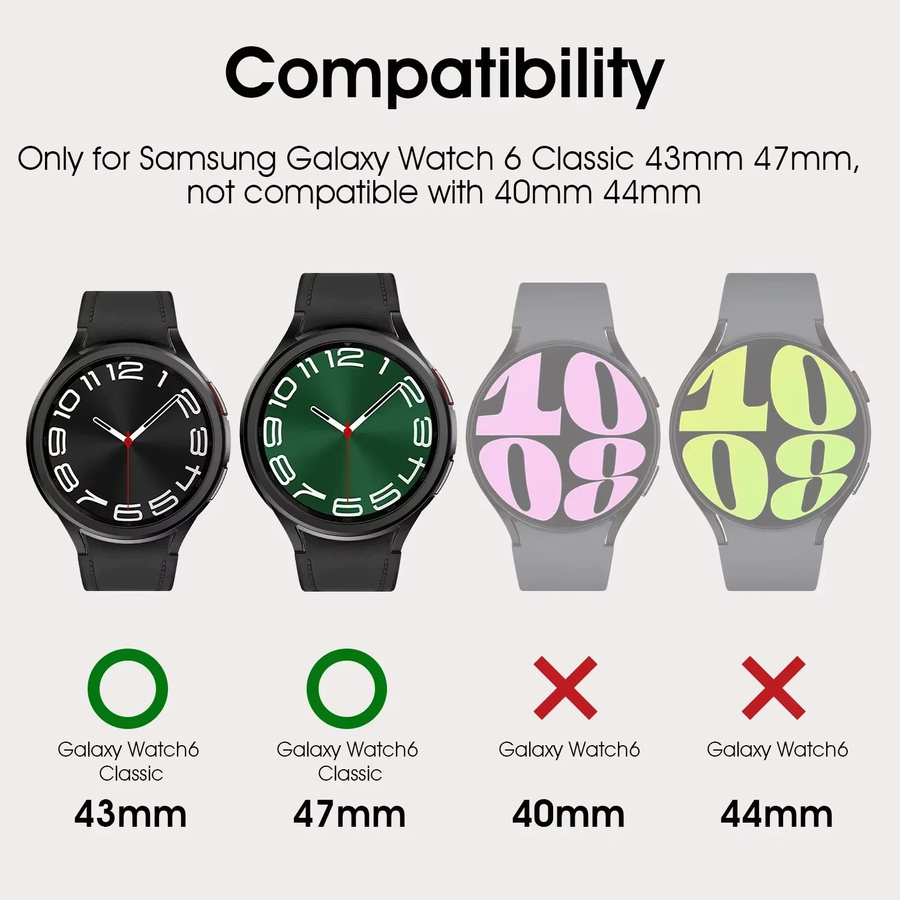 CAOWTAN Uhrenzubehör Metallrahmen für Samsung Galaxy Watch 6 Classic, Edelstahl, Silber - Bild 5