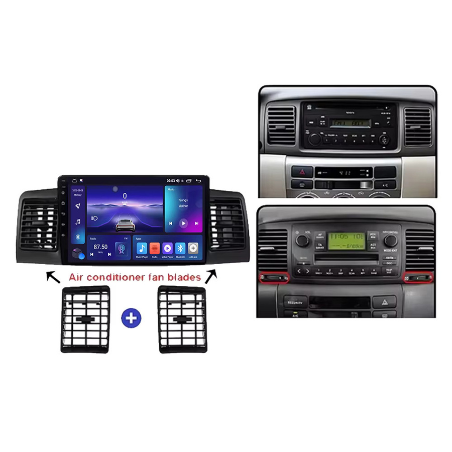 RouGuid Android 16 Autoradio Stereo-Player mit 12 GB RAM und 256 GB Speicher für Toyota Corolla E120 E130 (2000 - 2007), 2Din, GPS und Bluetooth, Schwarz - Bild 1