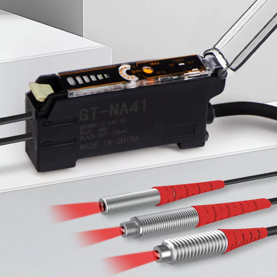 GTRIC Glasfaser-Sensorverstärker NA41 in Schwarz, 10-30 V DC, 3-Draht PNP NO/NC, für koaxiale und nicht-koaxiale Diffusion, optischer fotoelektrischer Sensor - Bild 2