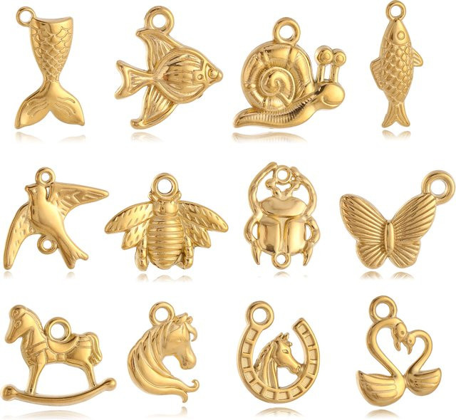 DOOYIO Anhänger, Edelstahl, Fischschwanz, Schnecke, Hufeisen, Skarabäus, Käfer, Schmetterling, Unisex - Bild 1