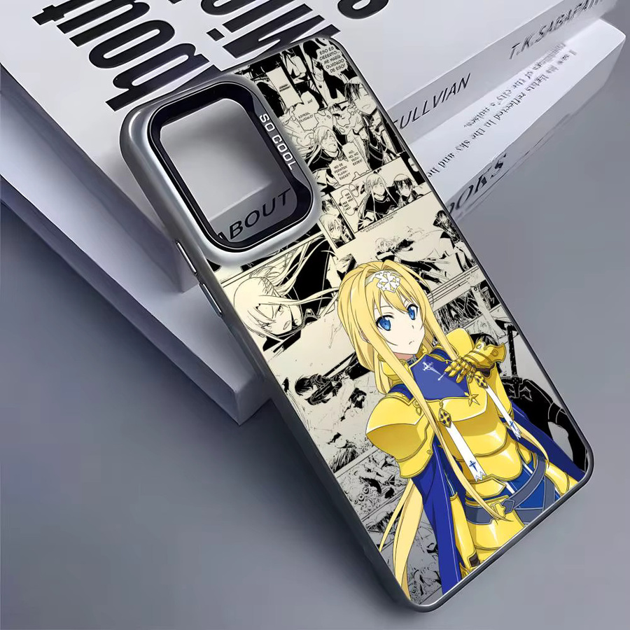 Stoßfeste Laser-Matt Handyhülle mit Anime S-Sao A-Alice Design für Samsung Galaxy S25 S24 S23 S22 S21 Ultra Plus, Mehrfarbig - Bild 1