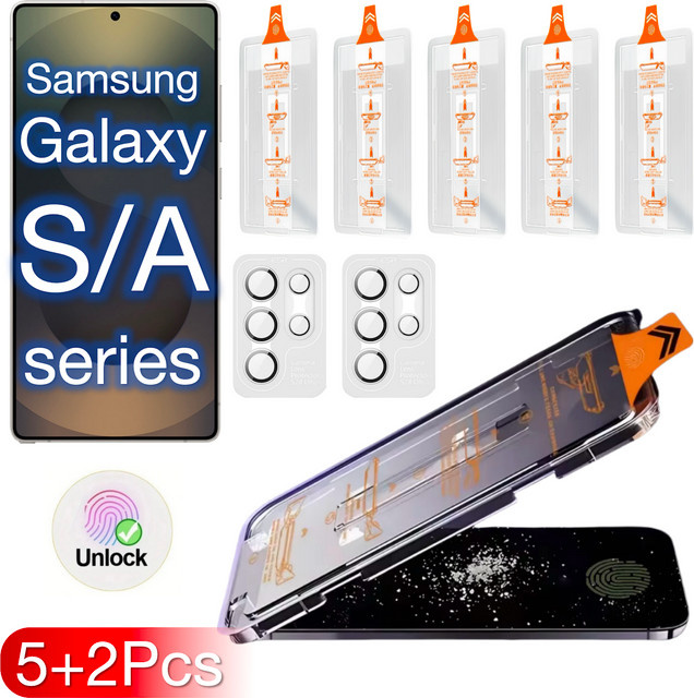 5er Set miaotiemo Panzerglas Display- und Kameraschutz für Samsung Galaxy S25 S24 S23 S22 S21 sowie A55 A56 A36 A25 A15 A35 A26 A16 5G, Transparent - Bild 1
