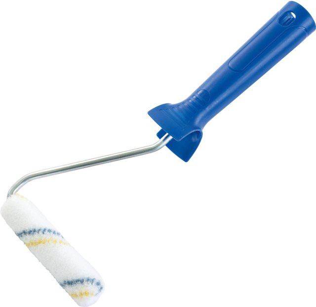 LUX-TOOLS PRO Mini Farbroller für lösemittelbasierte Lacke, Blau-Gelb, Durchmesser: 2,5 cm, Breite: 10 cm - Bild 1