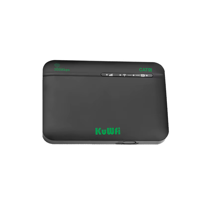 KuWFi CAT6 4G+ Mobiler Router mit 2,4G und 5G Dualband WiFi, Tragbares Reise-Modem mit 2200mAh Akku und Micro SIM-Steckplatz, Schwarz - Bild 7