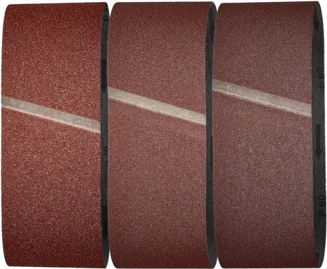 Wolfcraft Schleifband aus Korund für Holz und Metall, Körnung k40/k80/k120, Farbe: Rot - Bild 1