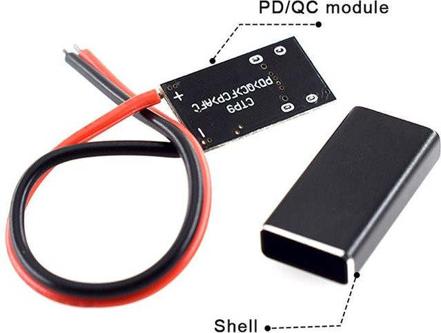 Bujid PD/QC Decoy Board USB Typ-C Schnelllademodul mit Trigger-Funktion für 9V, 12V, 15V, 20V in Schwarz - Bild 1