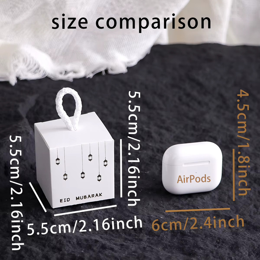 20-teiliges Luxus-Mini-Geschenkbox-Set für Eid in Schwarz, Grün und Weiß mit goldenem Laternen-Design und geflochtenen Griffen aus Papier - Bild 5