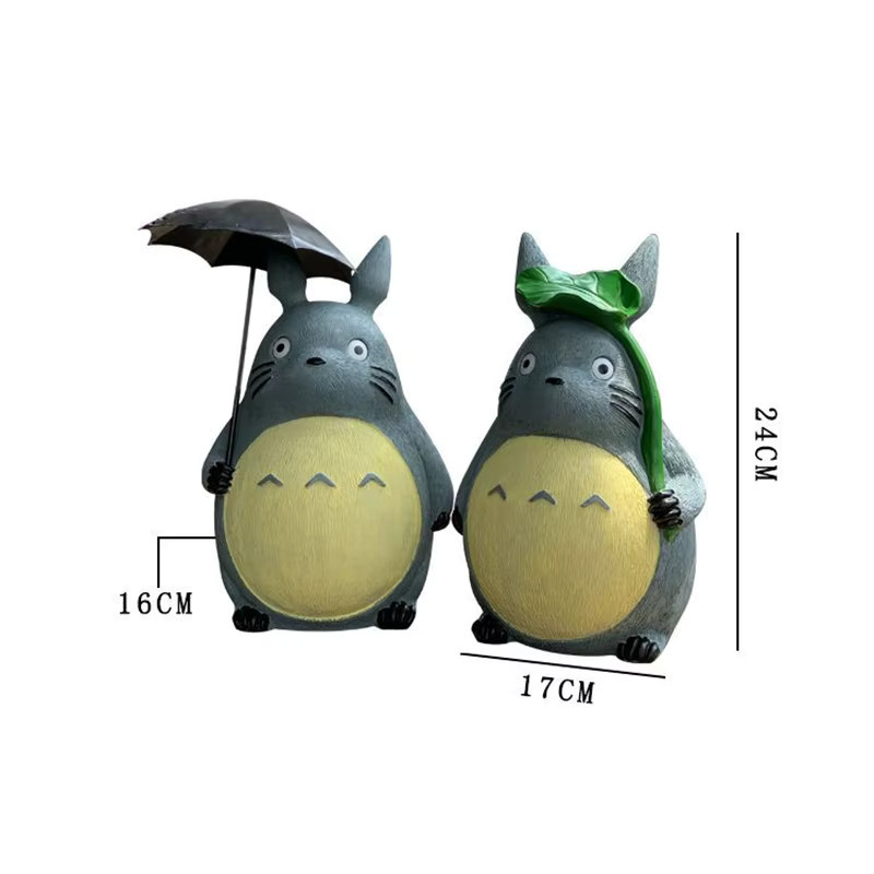 Potdemiel Gartenstatue Totoro Anime Skulptur in Grau aus Harz für Garten und Home Decor - Bild 3