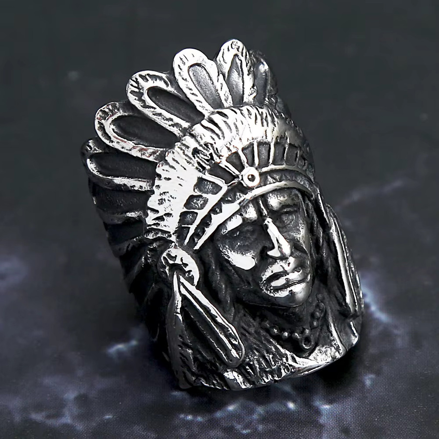 NORTHMAN Ring, Indianerhäuptling, Edelstahl, Silber, Herren - Bild 2