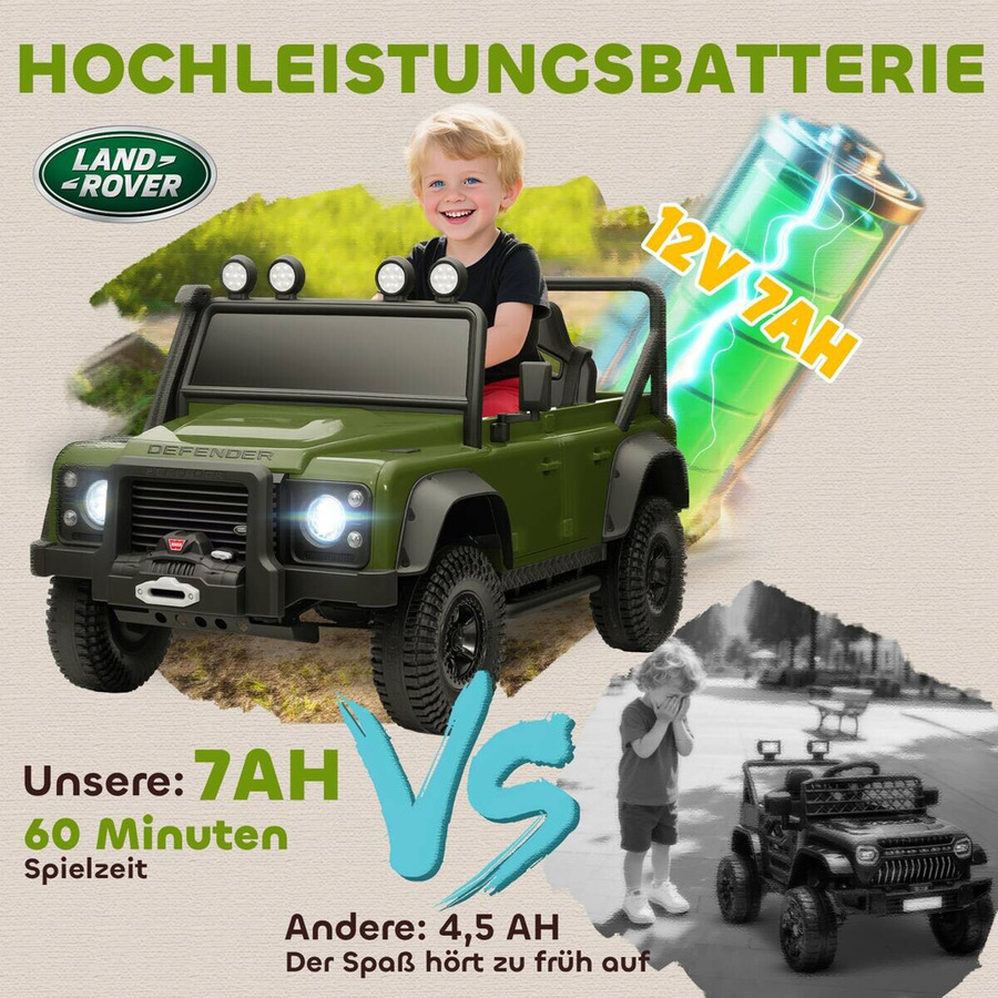 AIYAPLAY Land Rover Defender 110 SVX Kinder-Elektroauto Grün 37-60 Monate - Bild 4