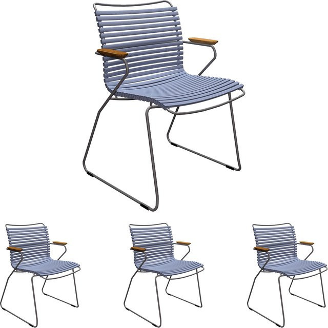 Houe CLICK Gartenstuhl Set mit Armlehnen aus Metall in Pigeon Blue, 4er Set - Bild 1