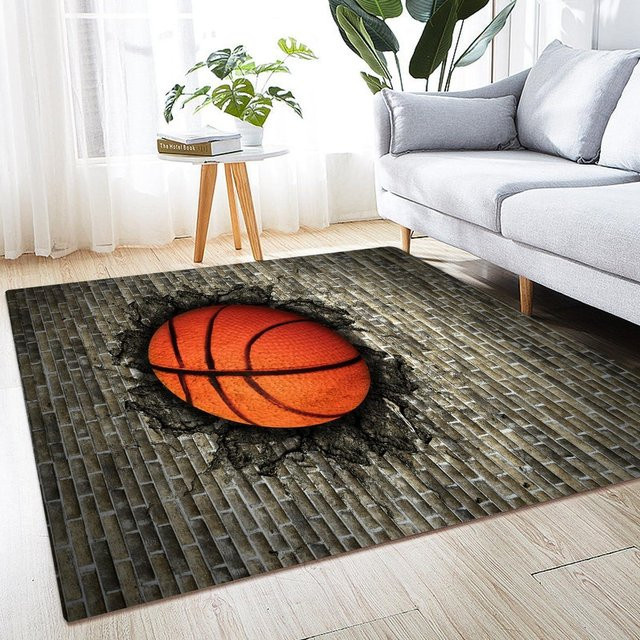 Rutschfester Kinderteppich mit Basketballplatz-Motiv von Lodestar, Mehrfarbig, B/H: 60 x 40 cm - Bild 1