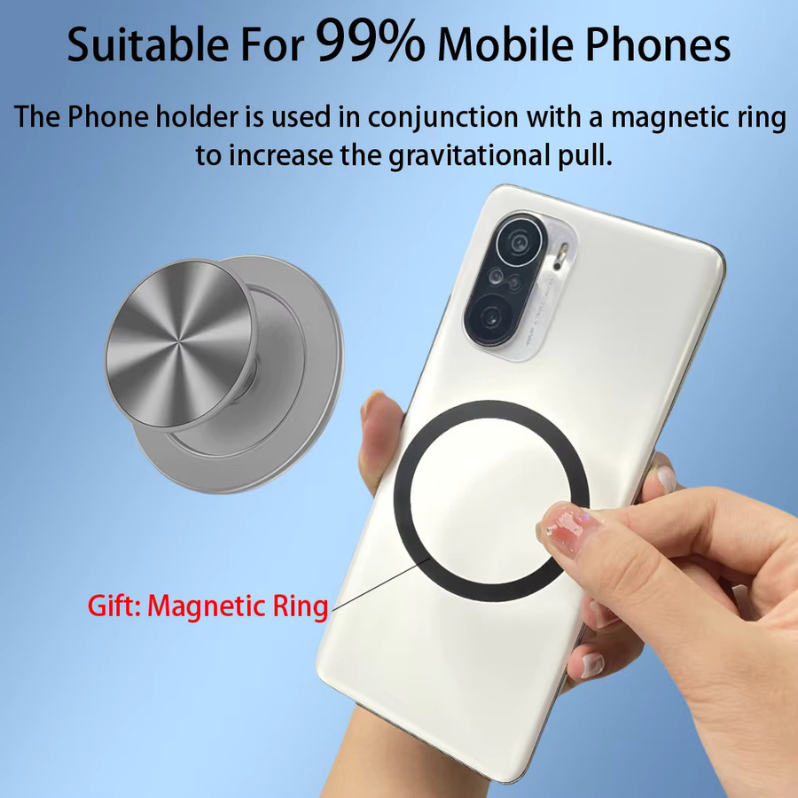 Grippopso Magnetischer Handy-GripTok aus Aluminium mit 52 Magneten als klappbarer Halter und Finger-Erweiterungsständer für dein iPhone - Bild 1