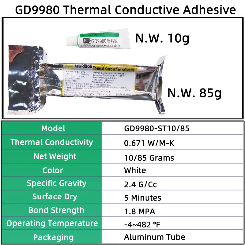 GD9980 Wärmeleitklebstoff in Weiß für Aluminium, 85 g - Bild 2
