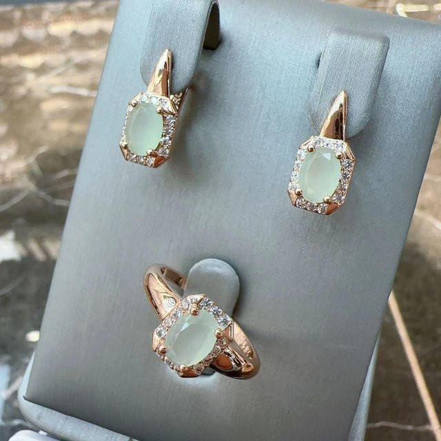 Gulkina Schmuckset, Roségold, Messing, Prasiolith, Zirkonia, Damen - Bild 1