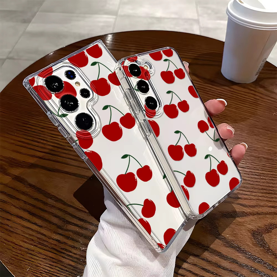 Kirsche bemalte Soft Cover Handyhülle für Samsung Galaxy A56 5G A36 A26 A55 A16 A15 A34 A35 A33 A53 A06 A05s A05 A54 A25 A14 A13 in Rot - Bild 2