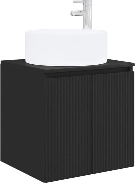 vidaXL Wandmontiertes Waschbecken-Vanity Badezimmerunterschrank Schwarz Matt B: 49,5 cm, T: 44,5 cm, H: 65,5 cm - Bild 1