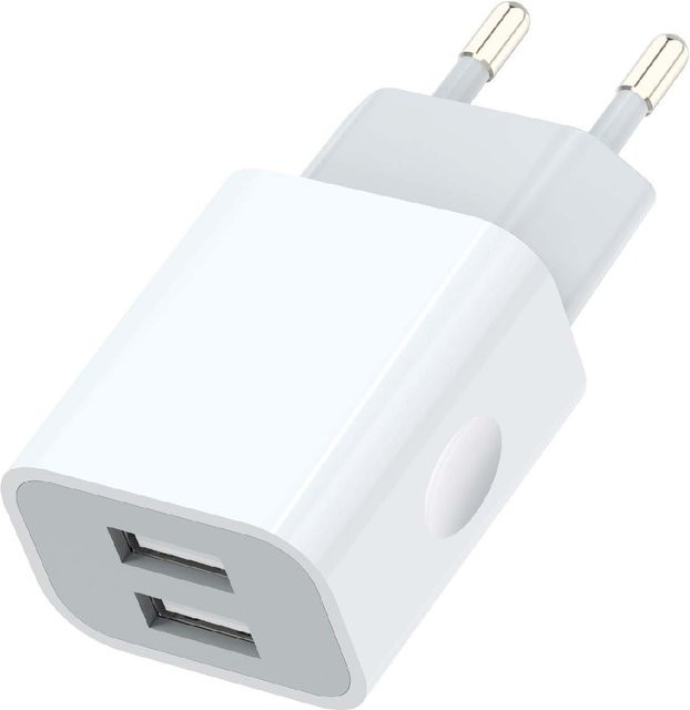 TAQKRED USB-Wandladegerät mit Dual Port Quick Plug Cube, 2,1 A, Weiß - Bild 1