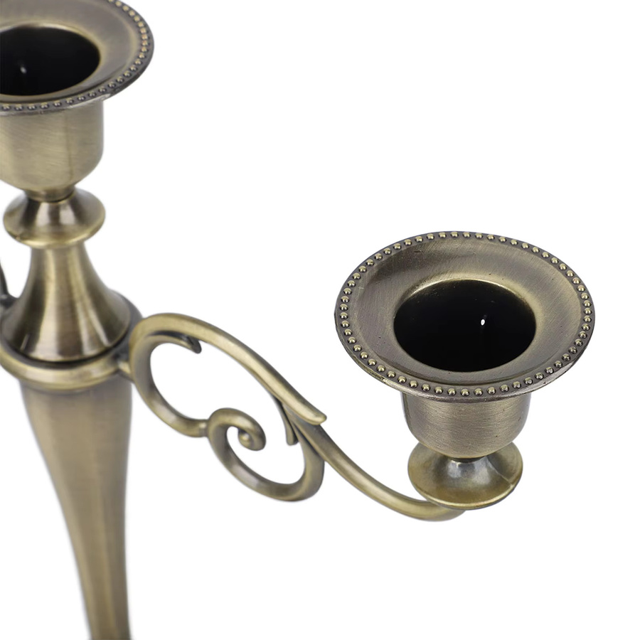TOPINCN Kerzenhalter aus Metall mit 3 Armen im Retro-Stil, Gold und Braun - Bild 2
