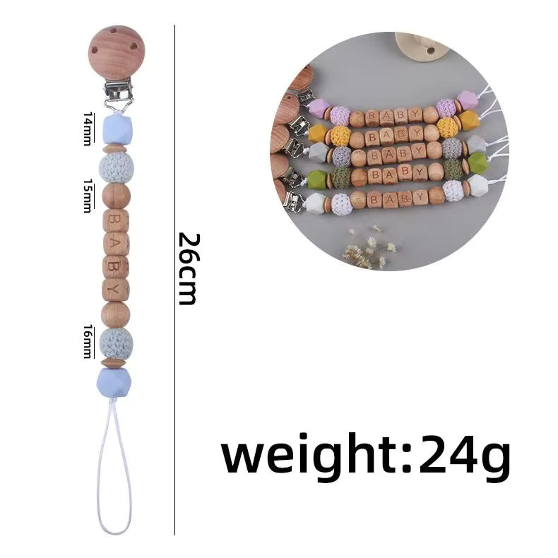 Panplay Baby Schnullerkette mit Beißring aus Holz und Silikon in Bunt und Naturfarben - Bild 2