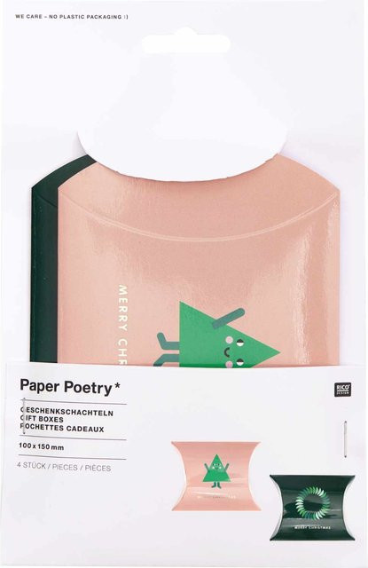 Rico Design Paper Poetry Geschenkschachteln Merry Christmas, 4 Stück, Multicolor, B: 10 cm, H: 15 cm - Bild 1