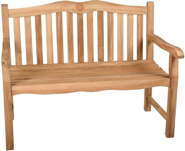 DELUKE Gartenbank NINA 2-Sitzer aus Teakholz in Hellbraun, wetterfeste Terrassenbank für Outdoor, Breite: 120 cm - Bild 1