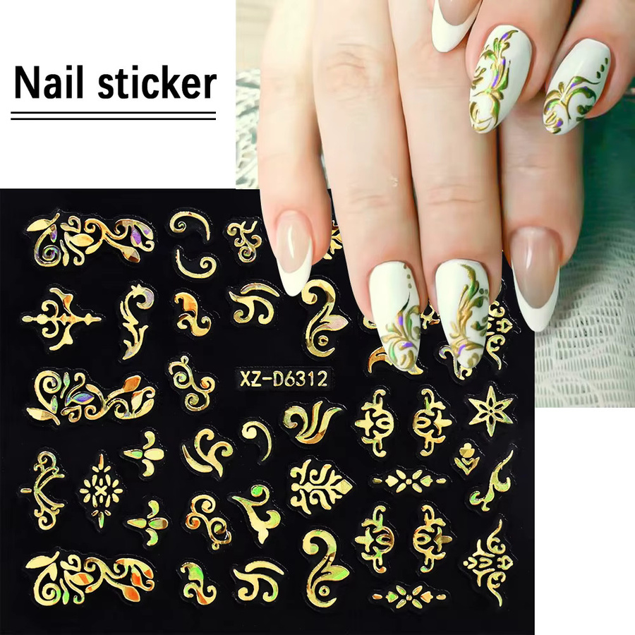 MAGT Nagelaufkleber 3D Laser Herz, Holografisch Regenbogen, Gold, 30 Blatt - Bild 2